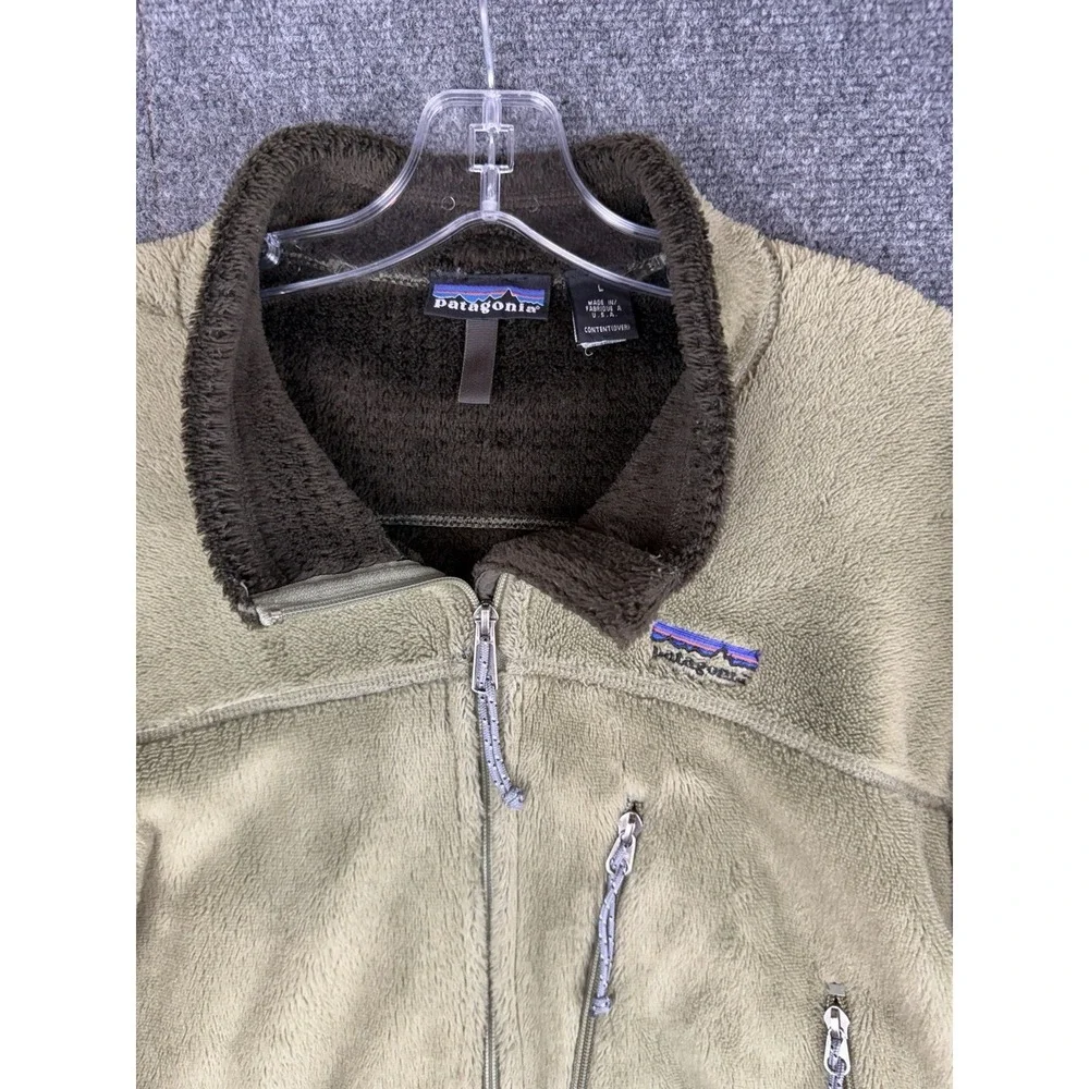 Vtg Patagonia R4 Deep Pile Fleece Jacket Large Regulator Olive Green Made In USA